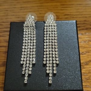 Crystal tassel dangling earrings